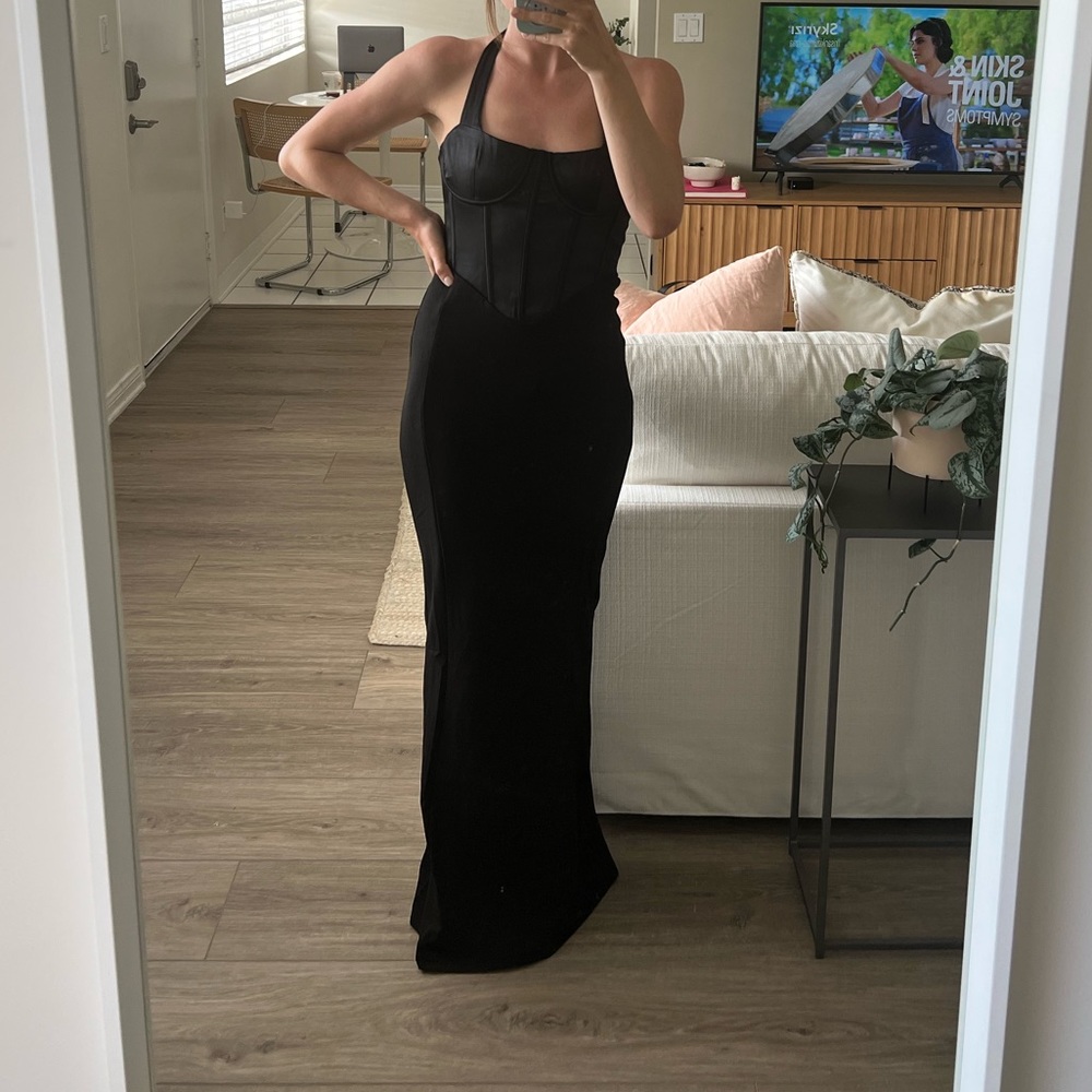 Meski Charlize Satin Maxi Dress - Black